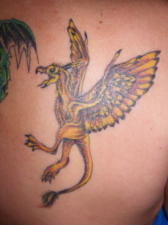 Here's a pic of my new gryphon tattoo - the last of my 'fantasy creatures'