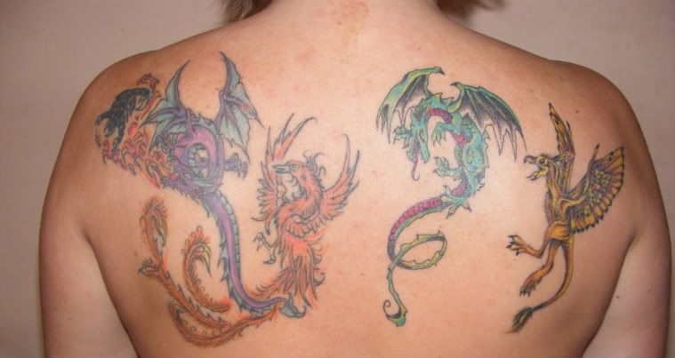 Here's a pic of my new gryphon tattoo - the last of my 'fantasy creatures' 