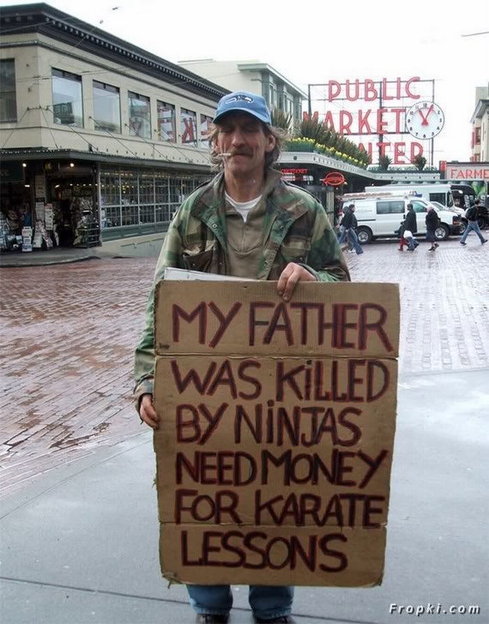 My father was killed by ninjas - Need money for karate lessons