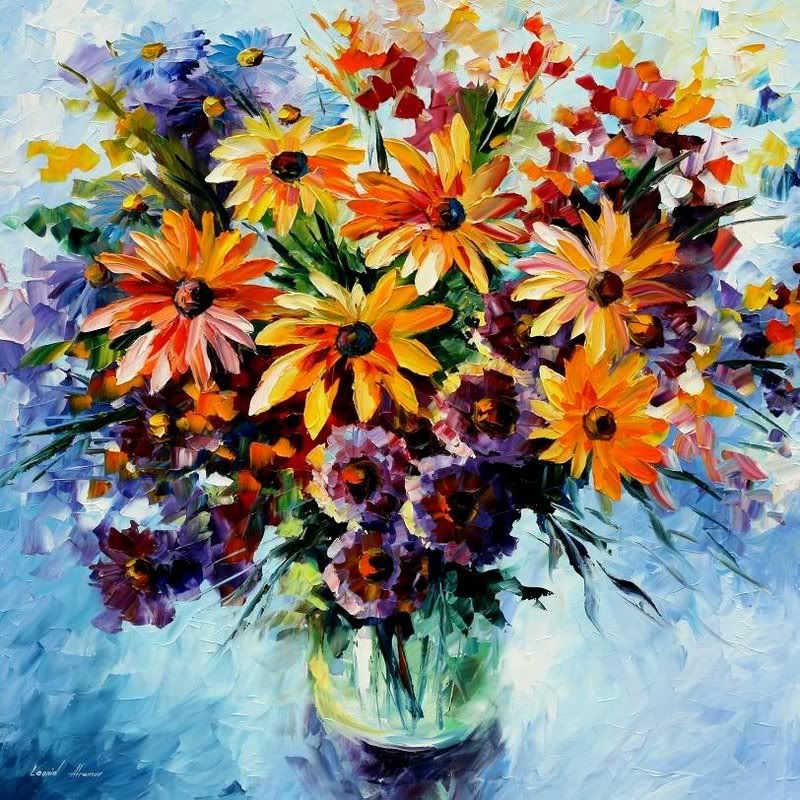 paintings of beautiful colourful flowers