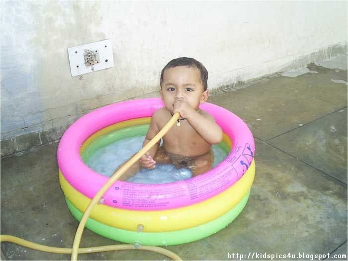 cute boy akshaj bathing