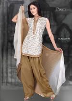 cream salwar kameez with fancy dupatta