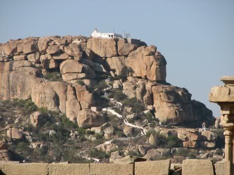 temple on top and steps to it hampi