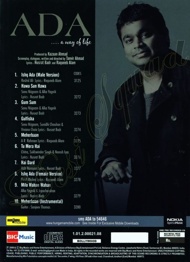 Ada 2008 Hindi Mvie Mp3 Songs Download,Ada 2008 Movie Songs,Ada 2008 Movie Song