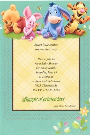 Pooh Printable Baby Shower, Announcement or Invitations 8ct