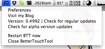 BetterTouchTool's menu bar item