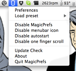 MagicPrefs' menu bar item