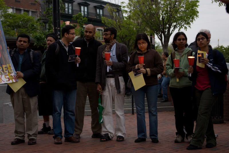 Humans Rights Activists Hold Candles at Cambridge Protest Vigil for Dr. Binayak Sen