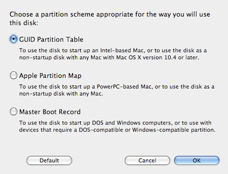 Repartitioning the drive to GUID Partition Table