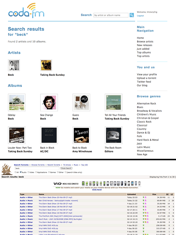 Coda.fm vs The Pirate Bay