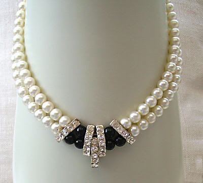 2 ROW 7-8MM PEARL BLACK JADE NECKLACE