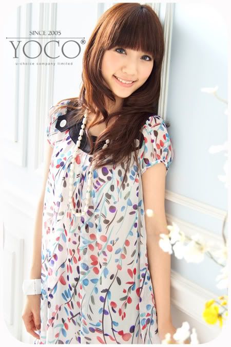 D015 - Colourful Floral Chiffon Dress