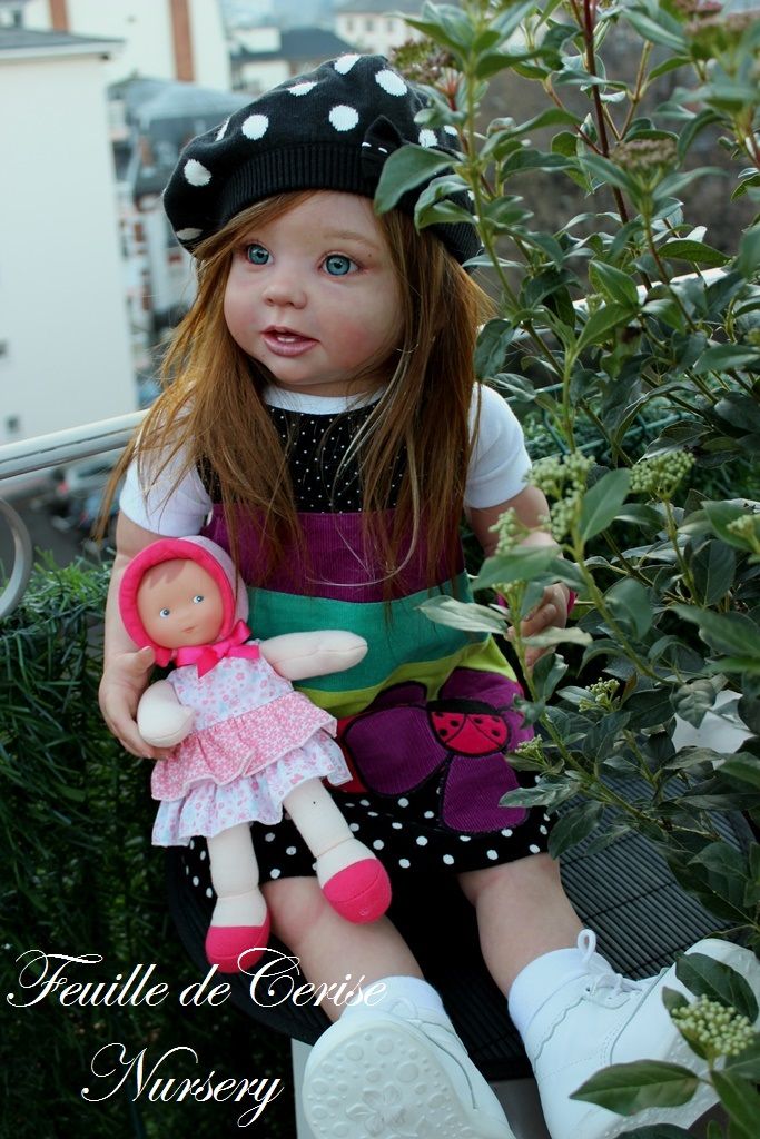 Feuille de Cerise Nursery Reborn Toddler Doll Bonnie Linda Murray Human Hair