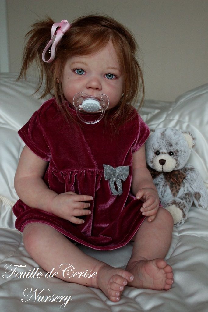 Feuille de Cerise Nursery Reborn Toddler Doll Micro Rooting Human Hair