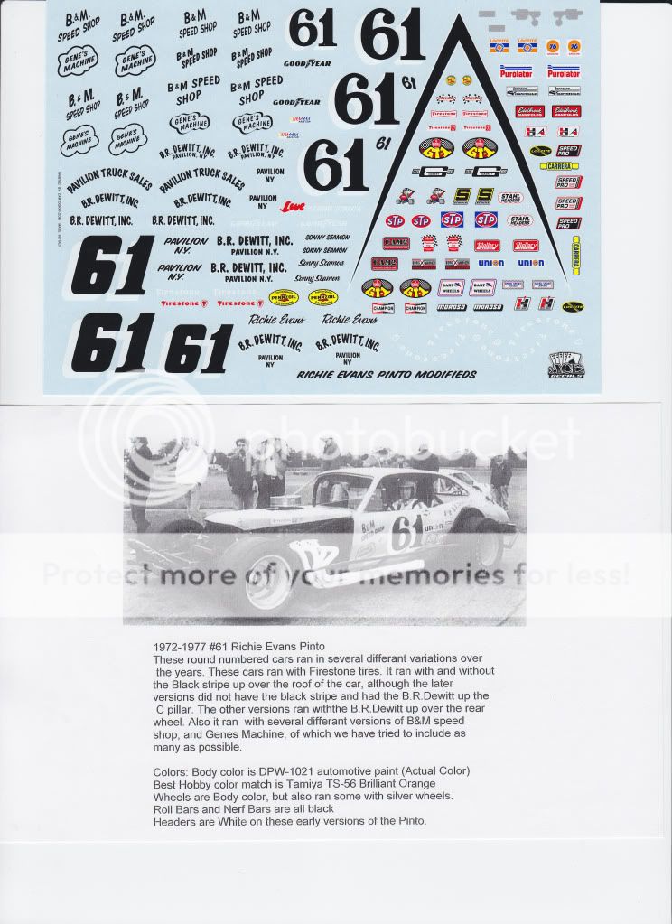 61 Richie Evans 1972 77 Ford Modified Decals  