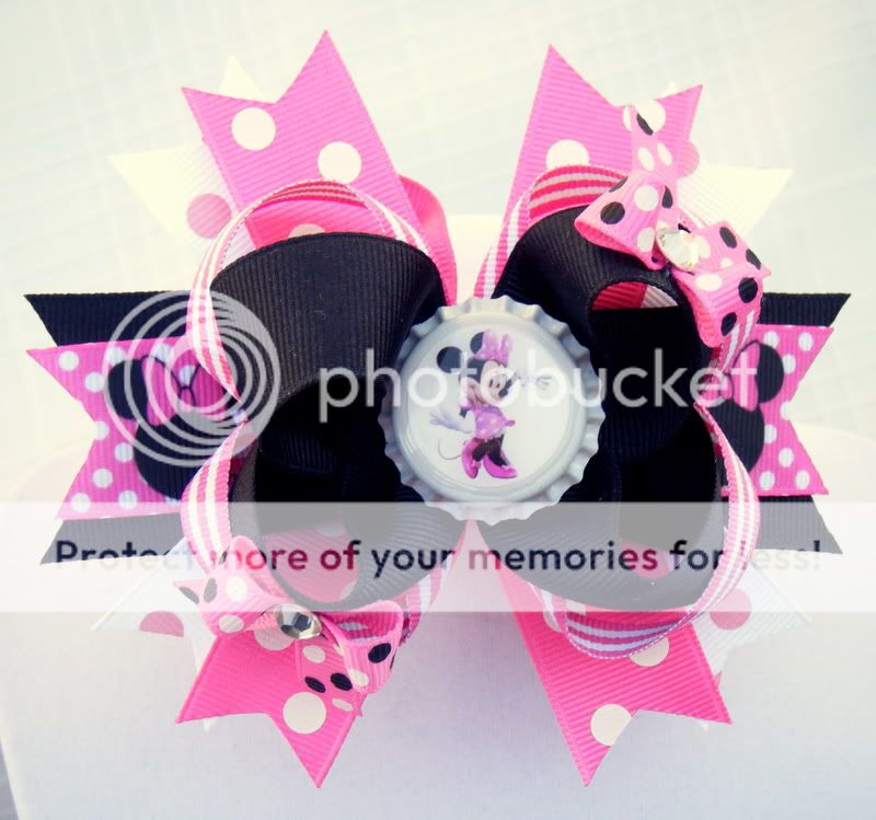 MINNIE MOUSE PINK BOUTIQUE HAIR BOW bottle caps DISNEY girls  