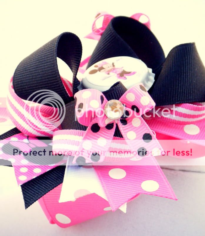 MINNIE MOUSE PINK BOUTIQUE HAIR BOW bottle caps DISNEY girls  