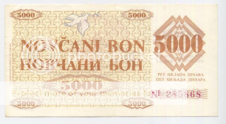   Din.1992  UNC * Handstamp;VISOKO 20 mm on back 100% ORIGINAL *P9f3