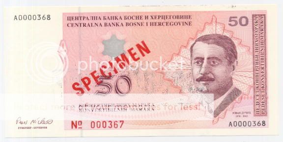 BOSNIA 50 Con. Marka ND(1998) UNC *SPECIMEN* P 68s  