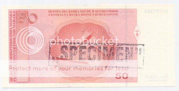 BOSNIA 50 Con. Marka ND(1998) UNC *SPECIMEN* P 68s  